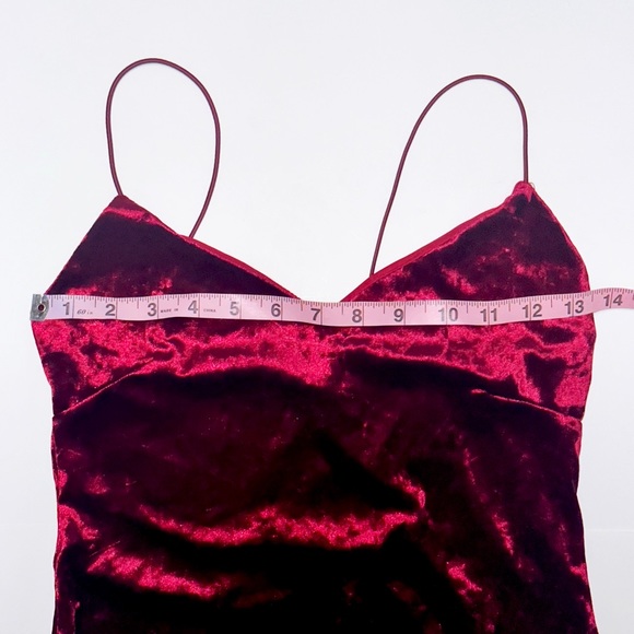 Red maroon velvet mini dress fashion nova spaghetti strap club wear Size Medium - Picture 4 of 7
